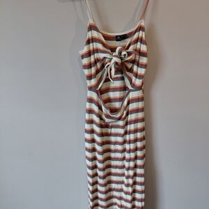 Volcom Striped Maxi Dress - Cream, Red, Green